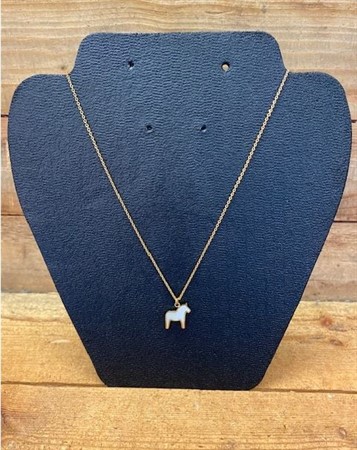 Halsband Dalahäst marmor guldfärgad